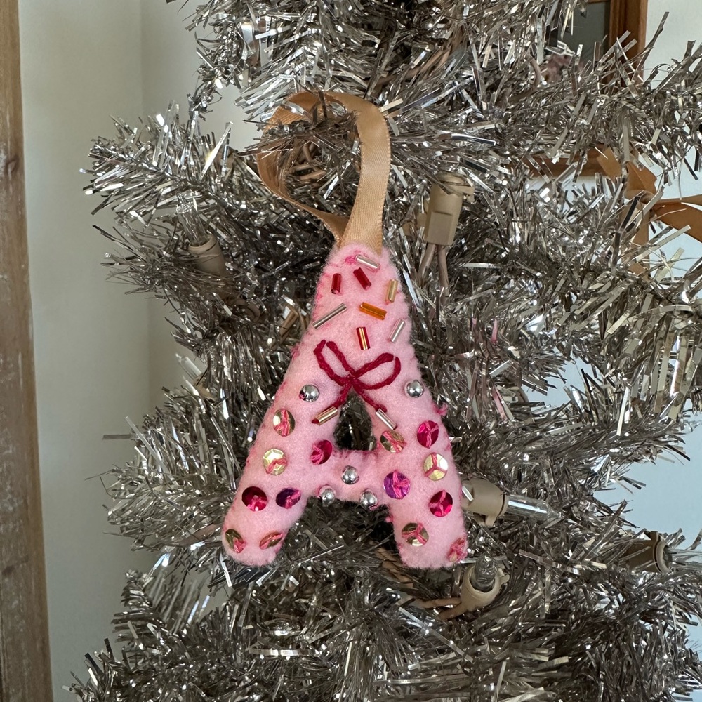Custom initial embroidered ornament / wall decor